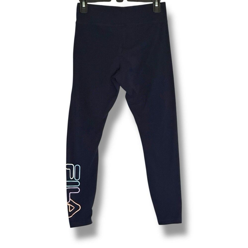 Fila Women’s Navy Blue Cotton Logo High Waist Leggings Size Small